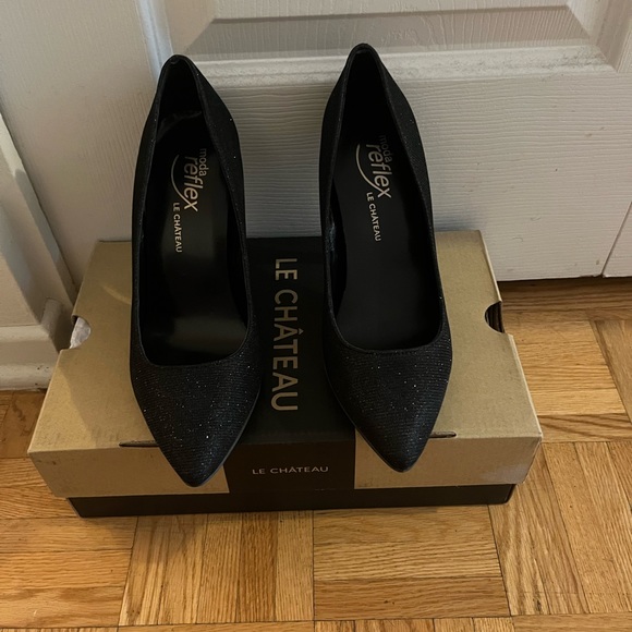 LeChateau Black sparkly pumps - size 7 - Picture 2 of 3